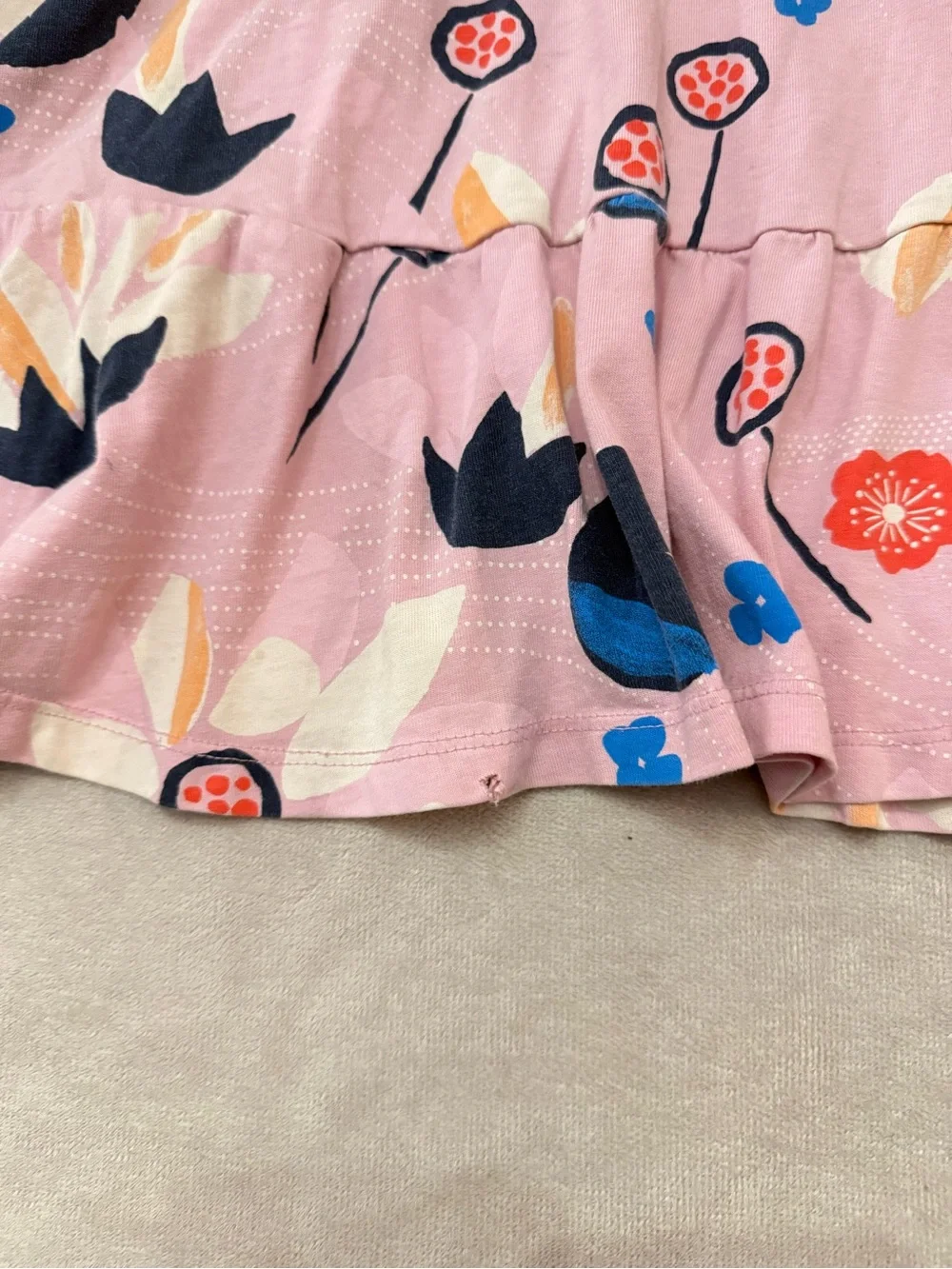 Tea Collection Girls Floral Dress Size 6 Pink Black Striped Long Sleeve Cotton - Picture 2 of 9